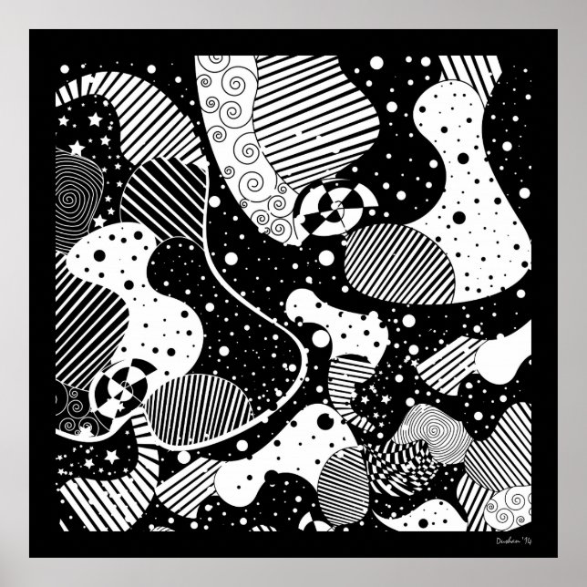 Black And White Abstract Geometric Art Poster (Front)