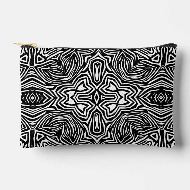 Black and white abstract geometric modern pattern  accessory pouch (Front)