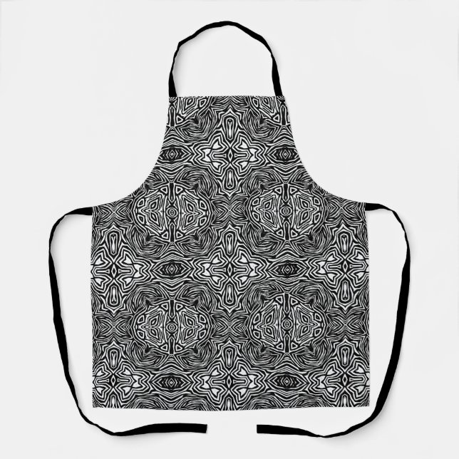 Black and white abstract geometric modern pattern  apron (Front)