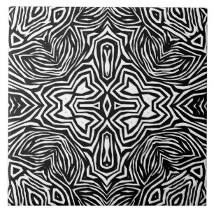 Black and white abstract geometric modern pattern ceramic tile