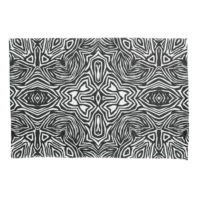 Black and white abstract geometric modern pattern  pillowcase (Front-Left)