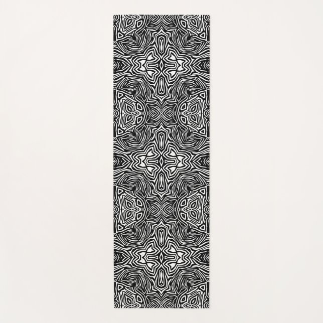 Black and white abstract geometric modern pattern  yoga mat (Front)