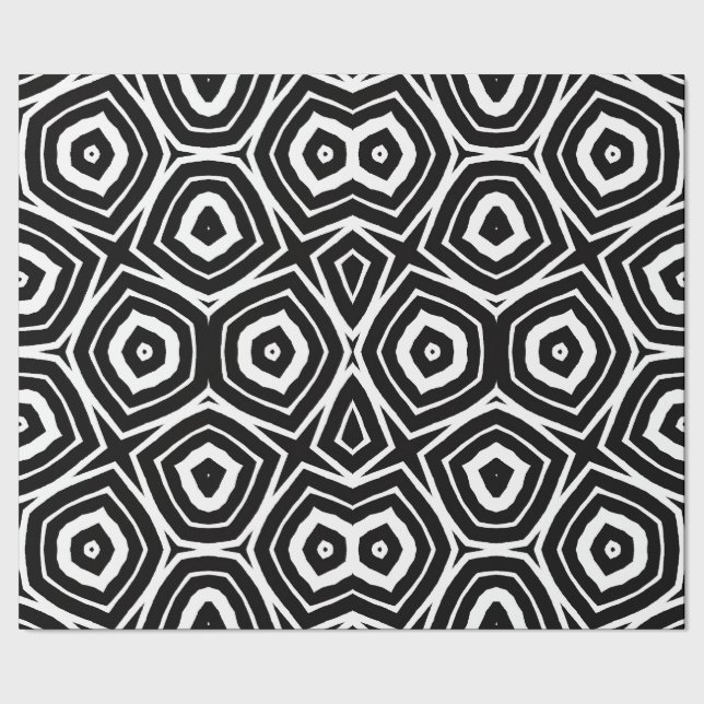 Black and White Abstract Geometric Pattern Wrapping Paper (Seam)