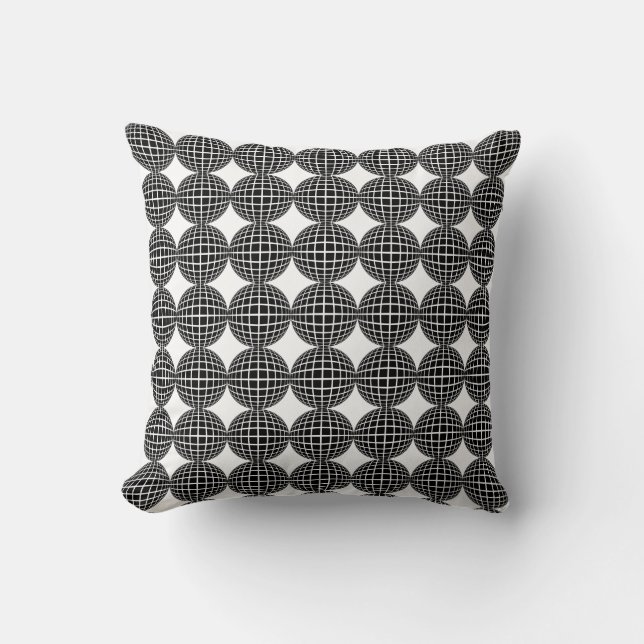 Black and White Abstract Geometric Shape Cushion (Front)