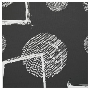 Black and white abstract geometric shapes pattern fabric