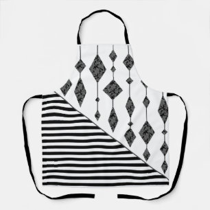 Black and white, abstract, geometric, simple, Scan Apron