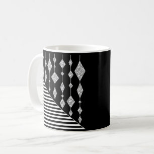 Black and white, abstract, geometric, simple, Scan Coffee Mug