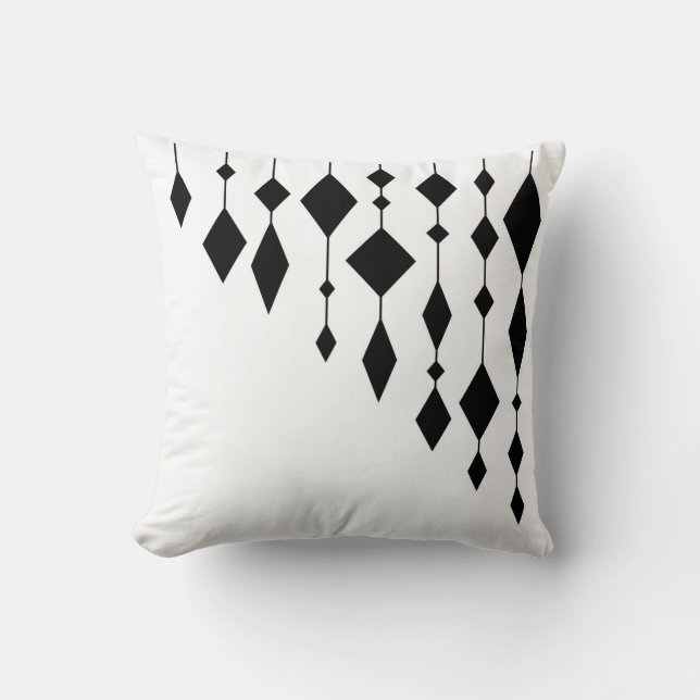 Black and white, abstract, geometric, simple, Scan Cushion (Front)