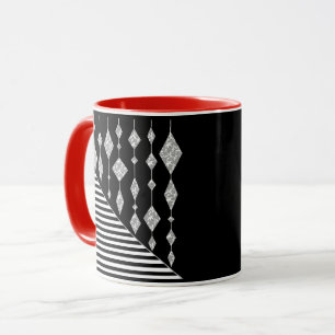 Black and white, abstract, geometric, simple, Scan Mug