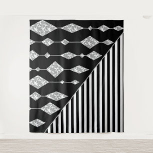 Black and white, abstract, geometric, simple, Scan Tapestry