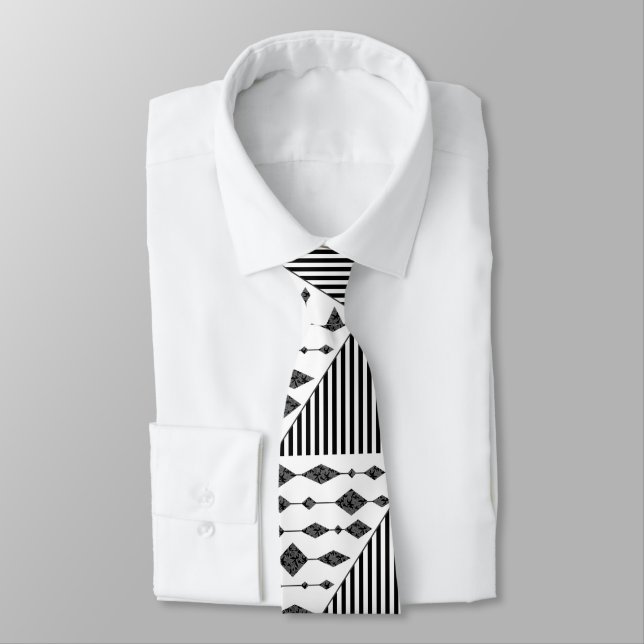 Black and white, abstract, geometric tie (Tied)