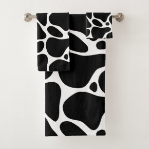 Black and white abstract giraffe pattern bath towel set