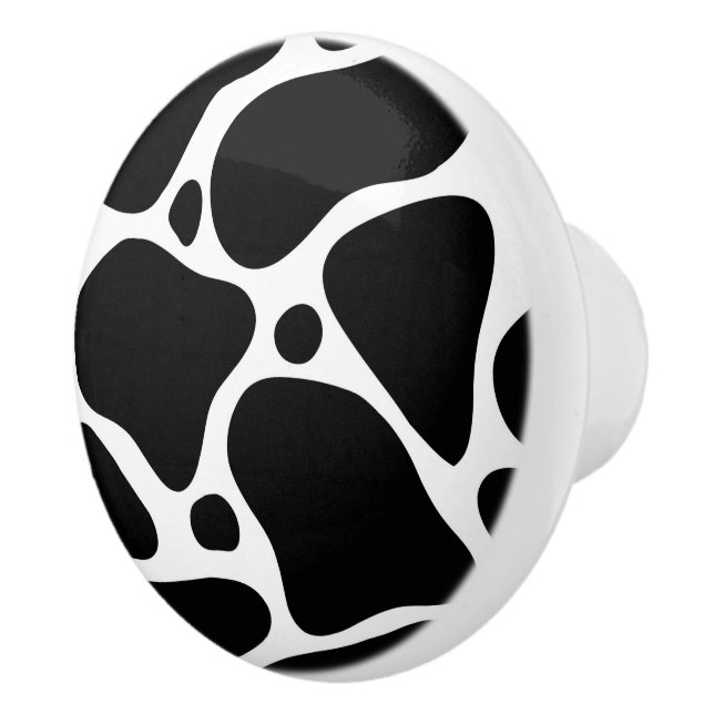 Black and white abstract giraffe pattern ceramic knob (Right)