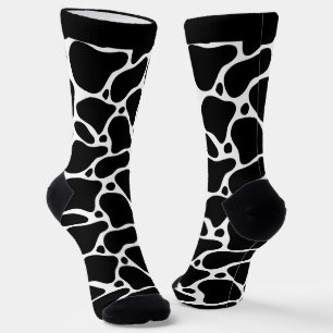 Black and white abstract giraffe pattern socks