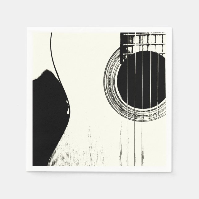 Black and White Abstract Guitar Napkin (Front)