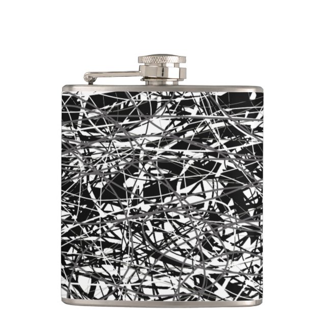 black and white abstract hip flask (Front)