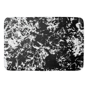 Black and White Abstract Ice Formation Bath Mat