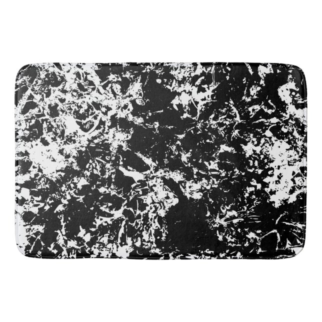 Black and White Abstract Ice Formation Bath Mat (Front)