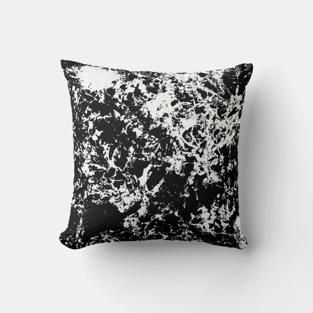 Black and White Abstract Ice Formation Cushion (Front)