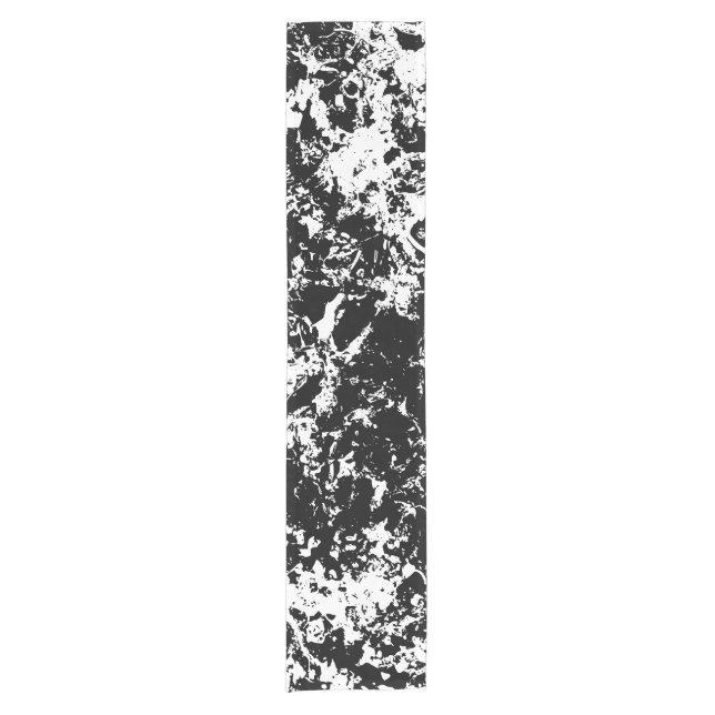 Black and White Abstract Ice Formation Short Table Runner (Front)