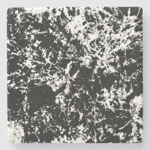 Black and White Abstract Ice Formation Stone Coaster