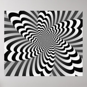 Black and White Abstract Illusion Modern Art Poster