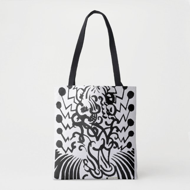 black and white abstract image, stylish tote bag (Front)