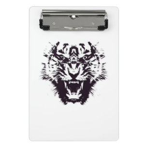 Black and White Abstract Jagged Angry Tiger Mini Clipboard