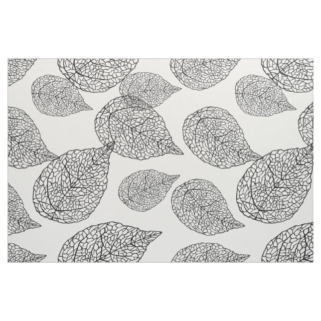 Black And White Abstract Leafs Pattern Fabric (Fat Quarter)