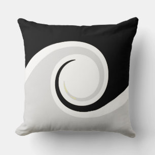 Black and White Abstract Life Waves Cushion