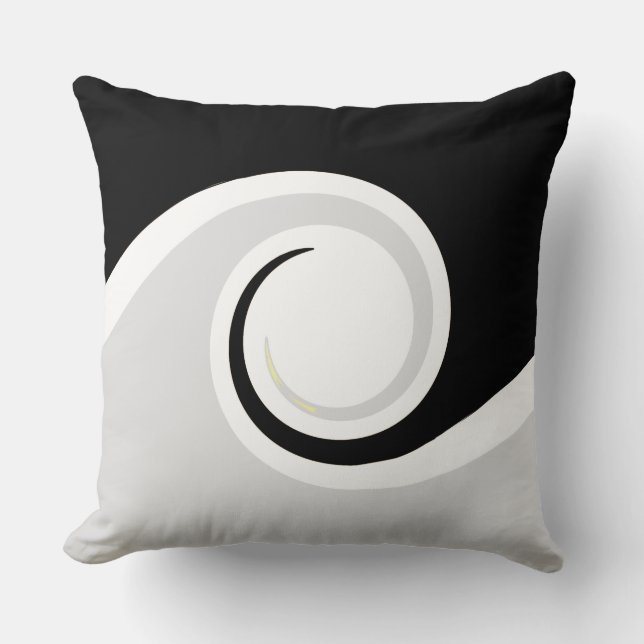 Black and White Abstract Life Waves Cushion (Front)