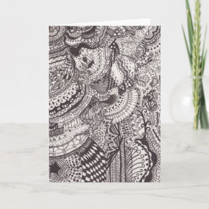 Black and White Abstract Line Art Greeting Card