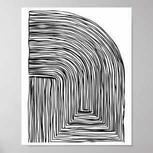 Black And White Abstract Line Art Print Sticker