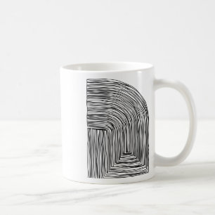 Black And White Abstract Line Art Print Sticker Coffee Mug