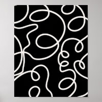 Black And White Abstract Line Brush Strokes