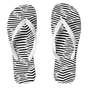 Black and White Abstract Lines Artsy  Thongs
