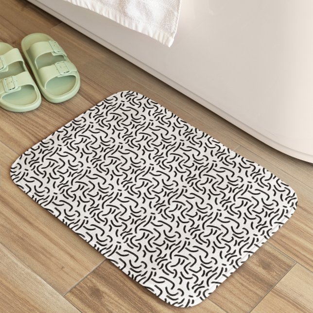 Black and White Abstract Lines Bath Mat (Creator Uploaded)