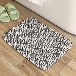Black and White Abstract Lines Bath Mat