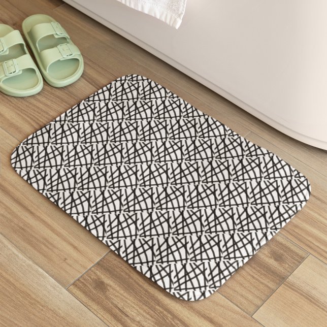 Black and White Abstract Lines  Bath Mat (Creator Uploaded)