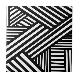 Black and White Abstract Lines Modern Op-art Ceramic Tile