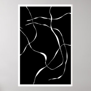 Black and White Abstract Lines Print - Flowing