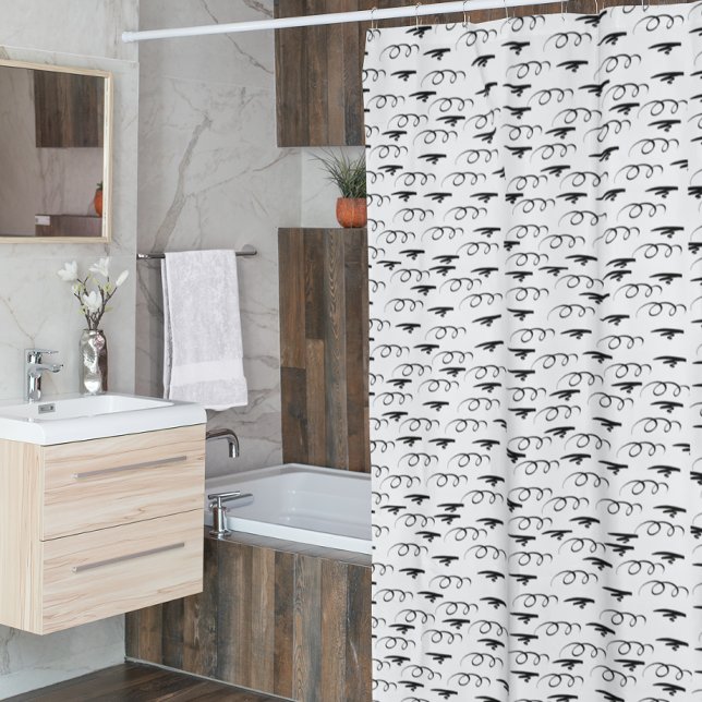 Black and White Abstract Lines Shower Curtain (Creator Uploaded)