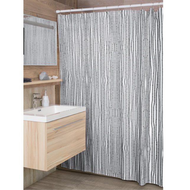 Black and White Abstract Lines Shower Curtain (Creator Uploaded)