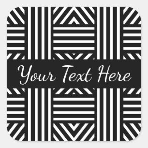 Black and White Abstract Lines Square Sticker