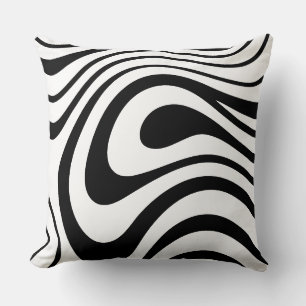 Black and White Abstract Marble Style Cushion