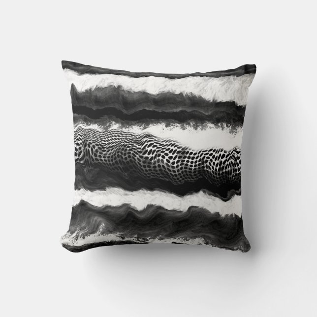 Black and White Abstract Modern Illusion Art Cushion (Front)