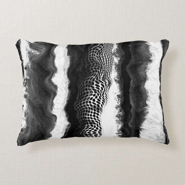 Black and White Abstract Modern Illusion Art   Decorative Cushion (Front)