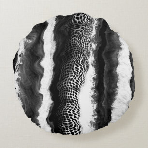 Black and White Abstract Modern Illusion Art  Round Cushion