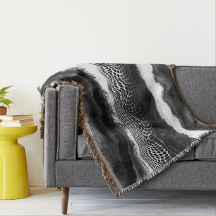 Black and White Abstract Modern Illusion Art Throw Blanket