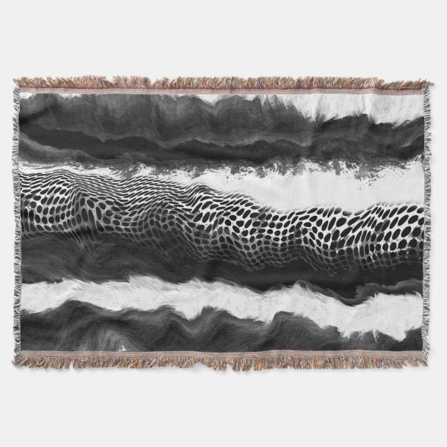 Black and White Abstract Modern Illusion Art   Throw Blanket (Front)